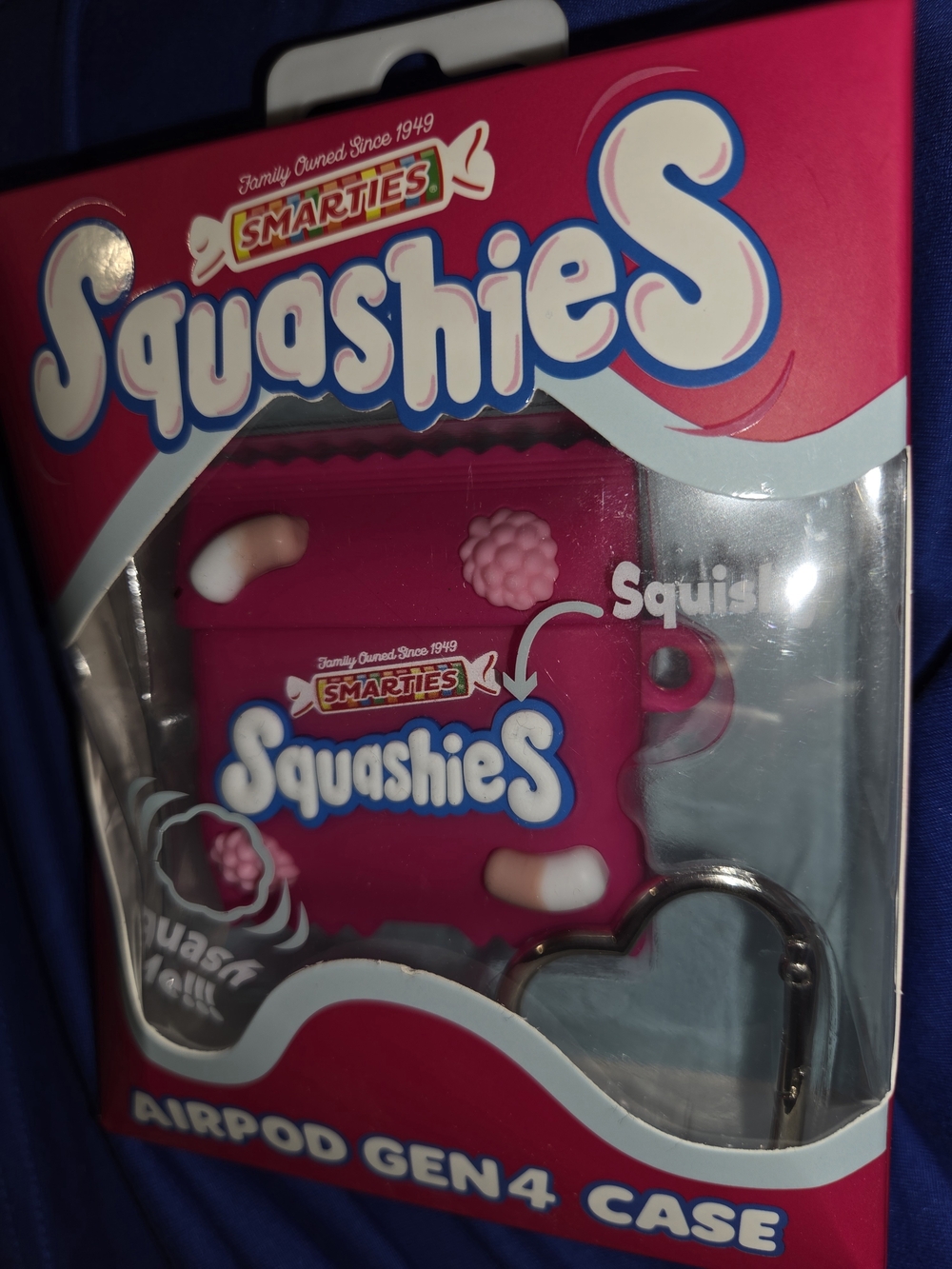 Squashies Hot Pink AirPod Gen4 Case - Squishy Keychain Cover
